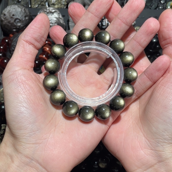 黑曜岩手串未镶嵌灵***当