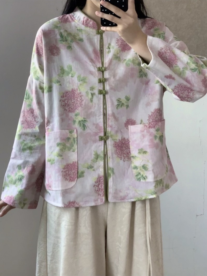 肆然新中式女装国风复古盘扣上衣女2025秋季新款文艺双面穿外套女