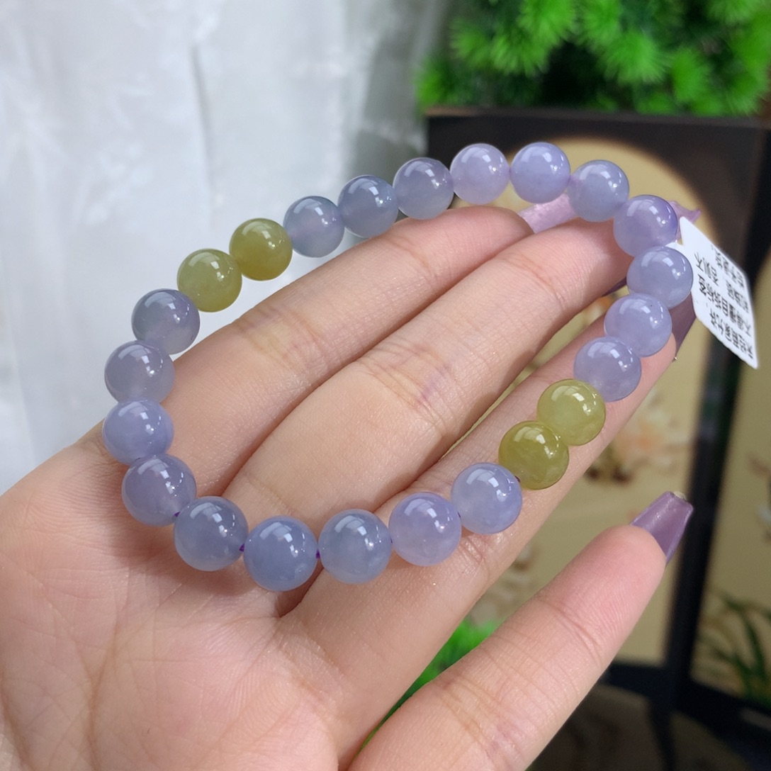 翡翠手链未镶嵌卡8.0冰胶紫底