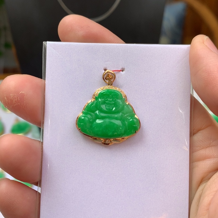 翡翠颈饰18K金镶嵌国**祥翡翠翡翠吊坠