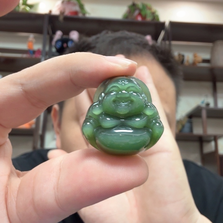 和田玉未镶嵌颈饰新疆和田玉猫眼碧玉无黑点！