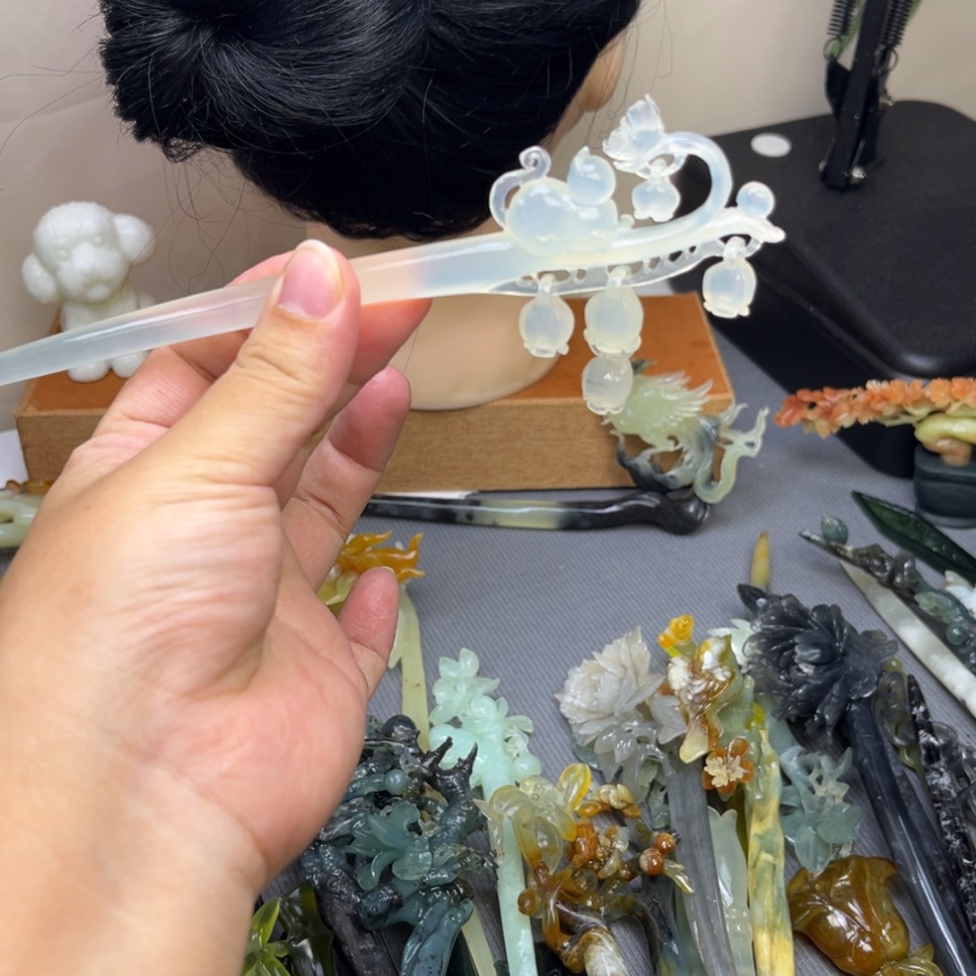 蛇纹石玉合金发饰