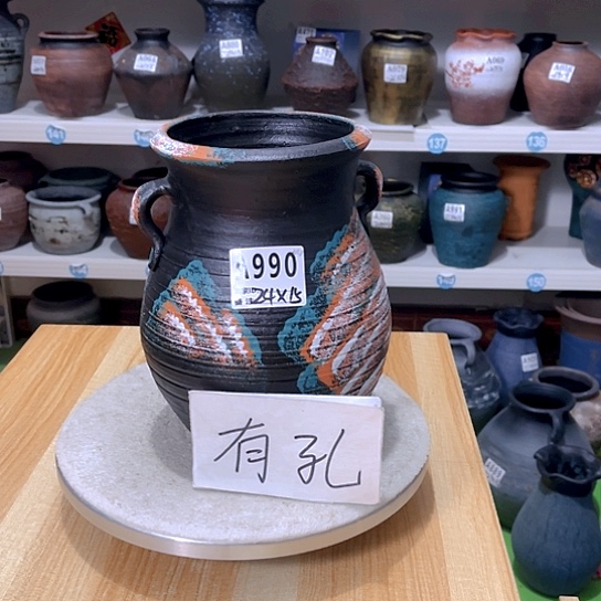 红陶手工制作工艺花盆