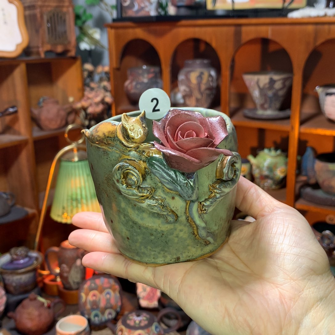 陶猫与玫瑰·一杯歡喜浪漫器物