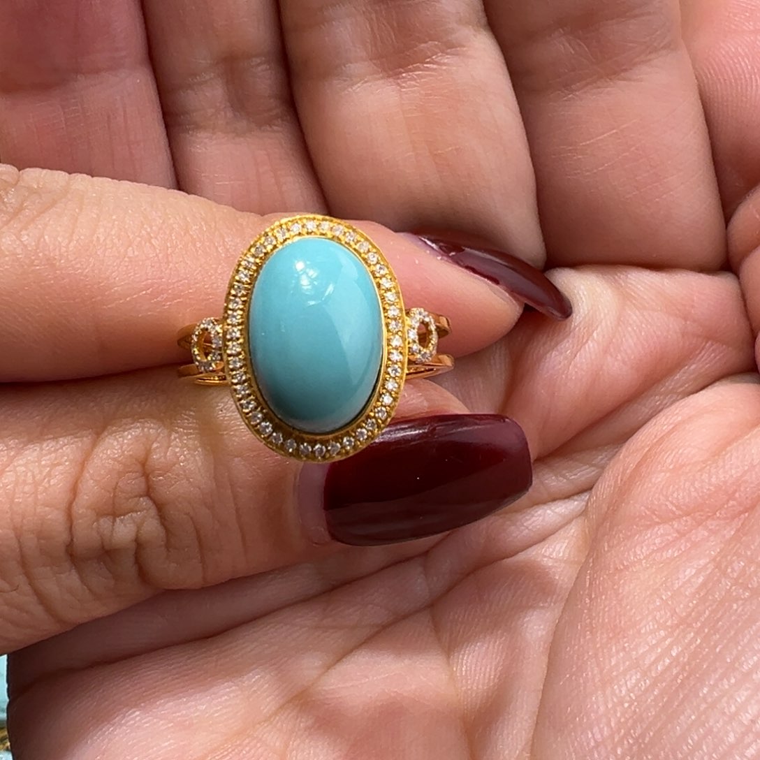 绿松石配件18K金镶嵌大*戒指