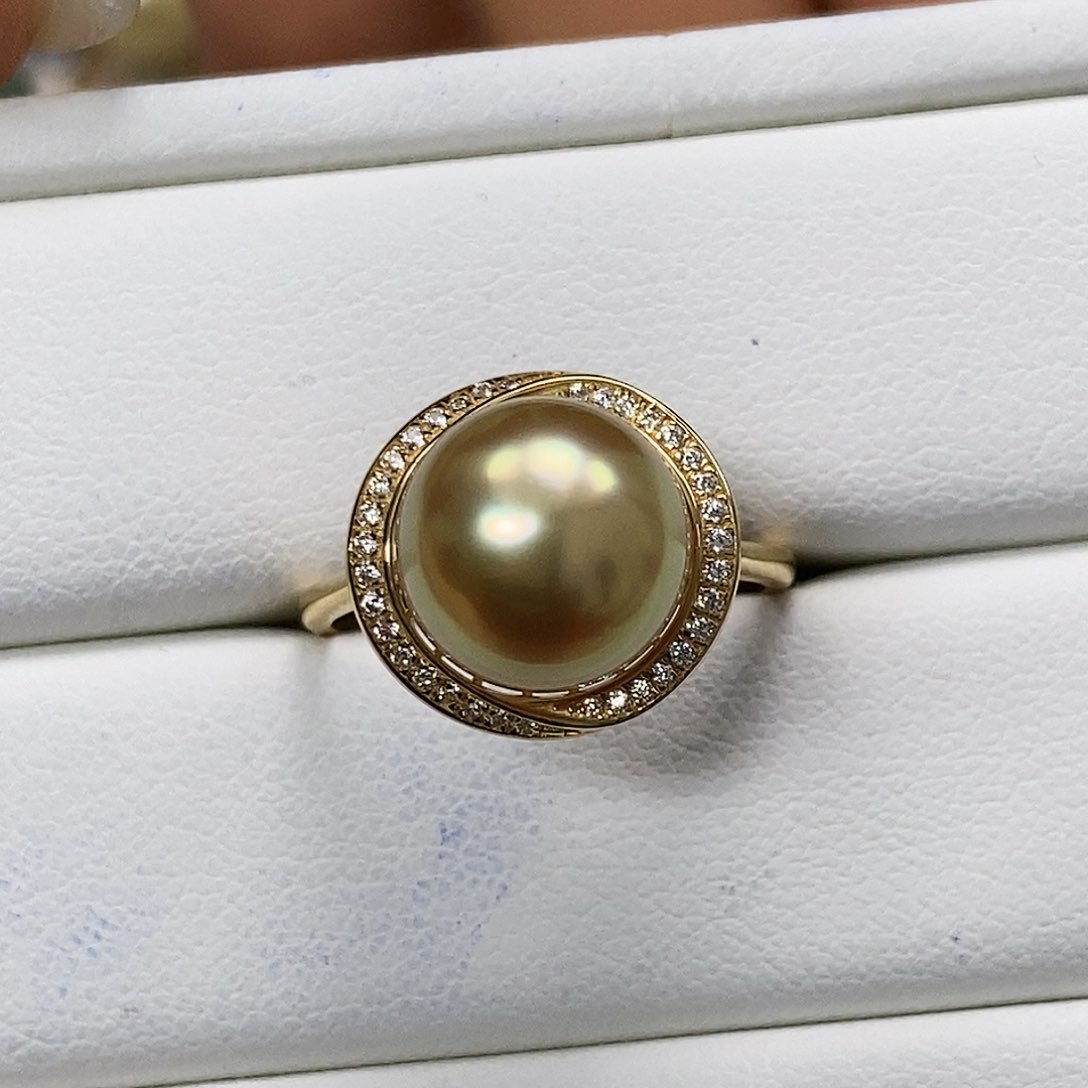 海水珍珠戒圈18K金镶嵌