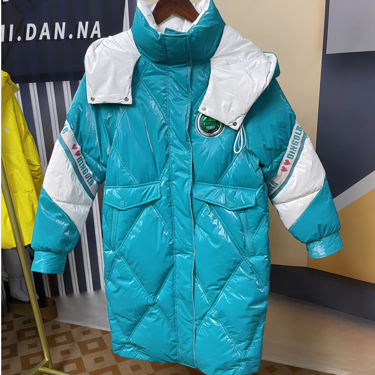 蓝色免洗加厚中长款女装