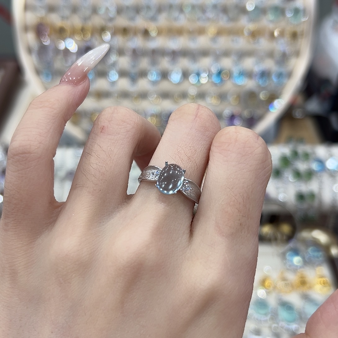 不***￴戒指托帕石银S925镶嵌