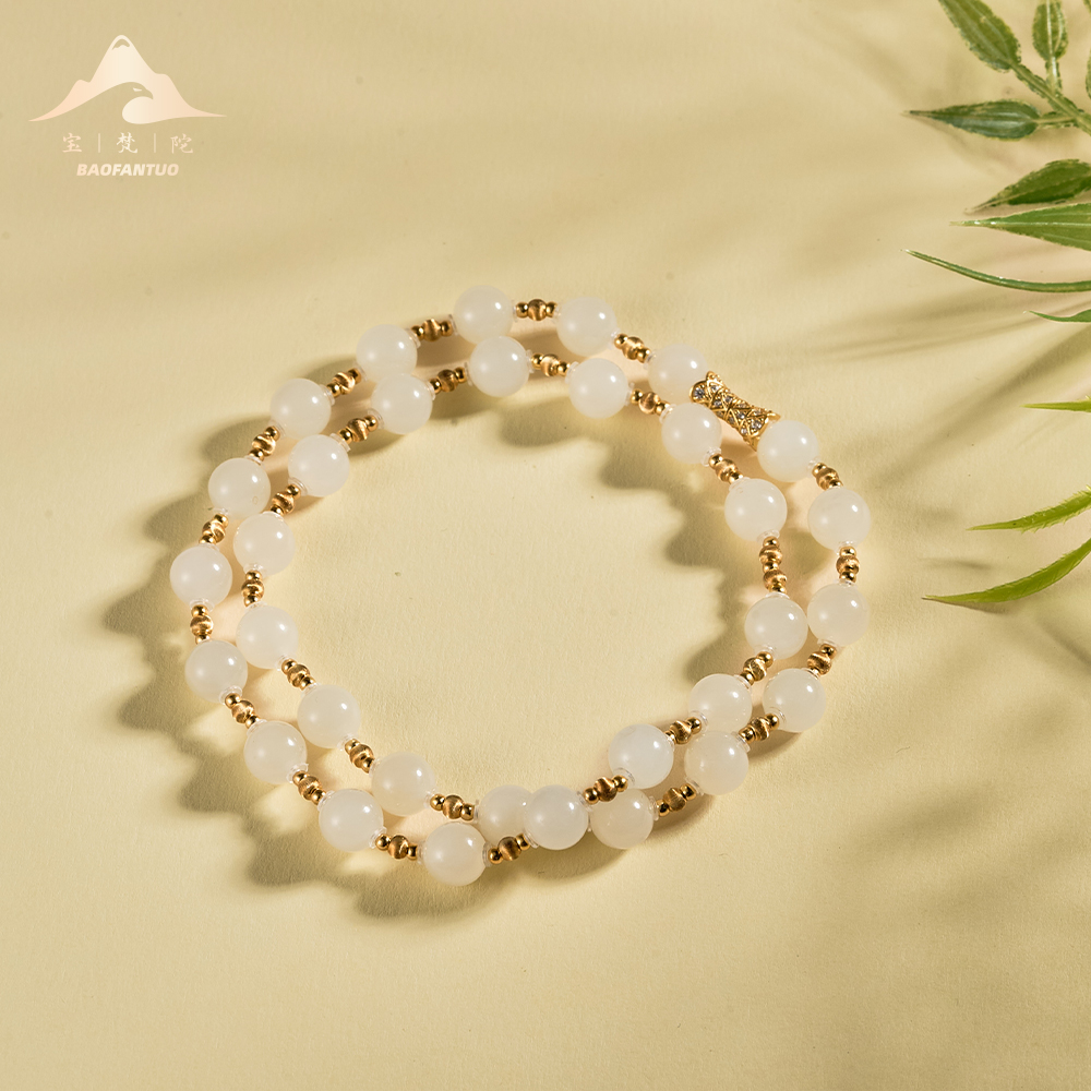 宝梵陀和田玉圆珠项链 9491 