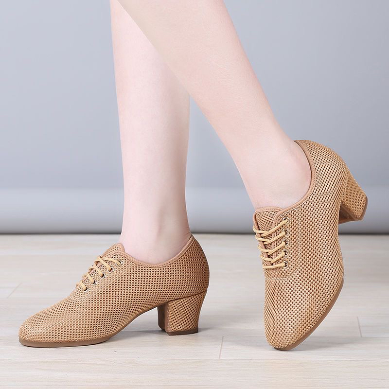 舞菲扬女士拉丁舞鞋中跟软底广场交谊舞蹈鞋外穿水兵交谊夏舞鞋