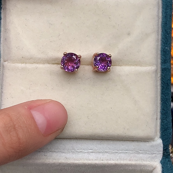 耳饰银S925镶嵌紫晶