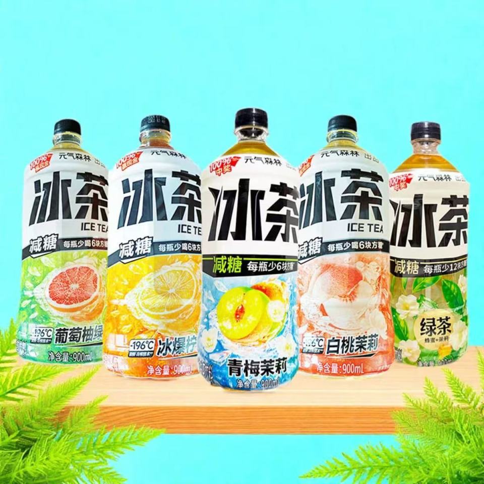 元气森林900ml白桃茉莉冰茶青梅茉莉葡萄柚子柠檬茶900ml大瓶