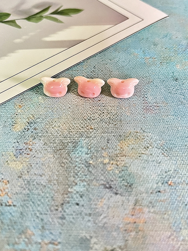 粉贝耳廓狐狸饰品配件手工DIY