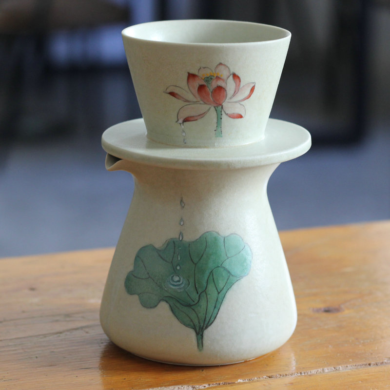 领感Linggan志野烧咖啡滤杯组合V60过滤杯陶瓷蛋糕杯分享壶手绘款