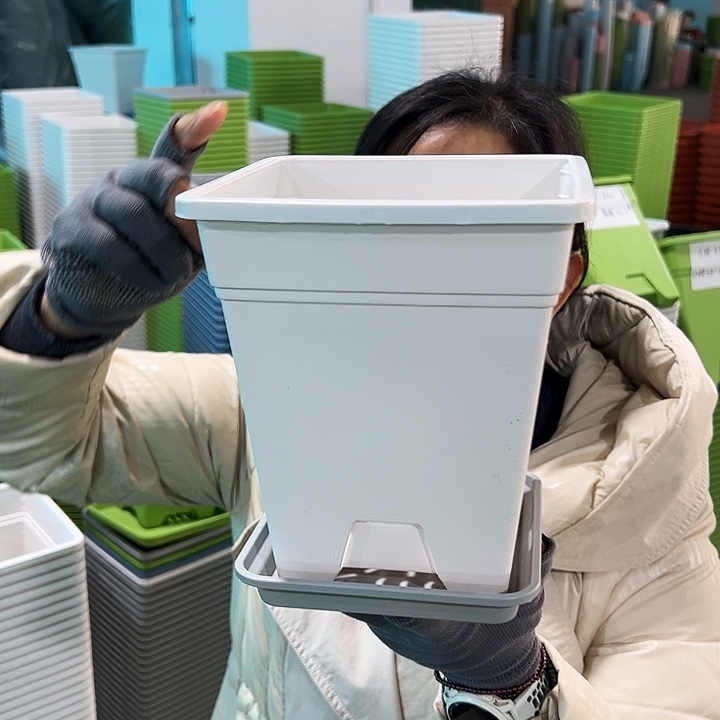 正品方盆口16高18白色带托5只