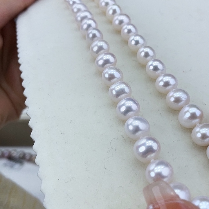 淡水珍珠颈饰银S925镶嵌8-9极光炫彩