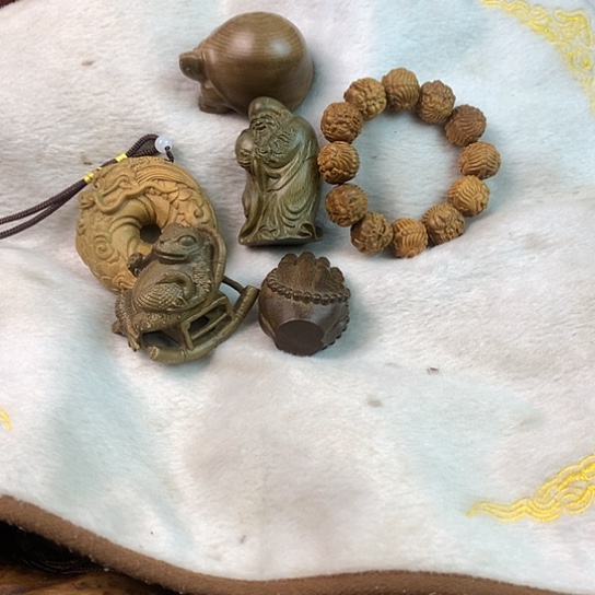 风***林黄花梨/降香黄檀把件绿檀木6件