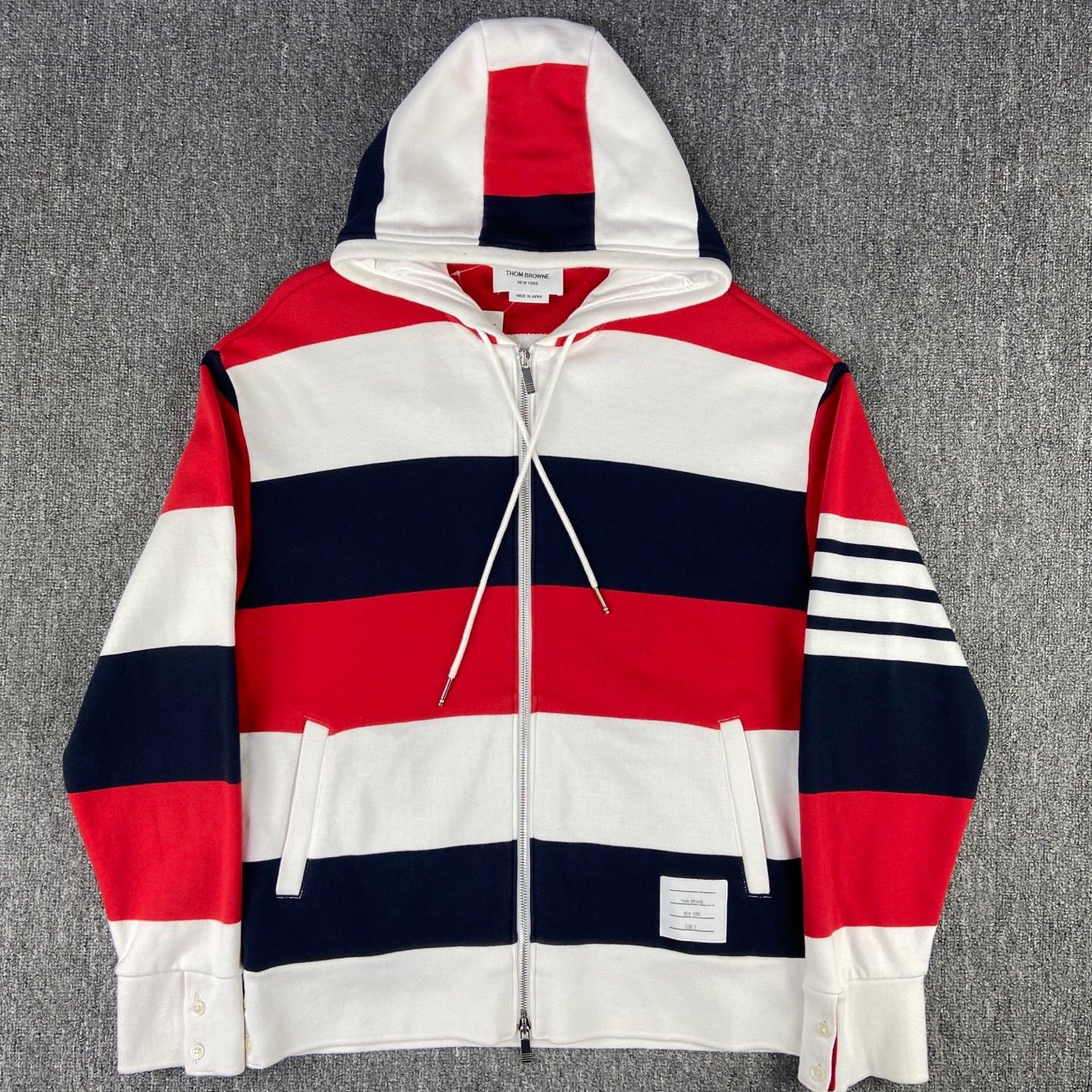 99新 THOMBROWNE WX25713/3码/拼色连帽拉链卫衣外套