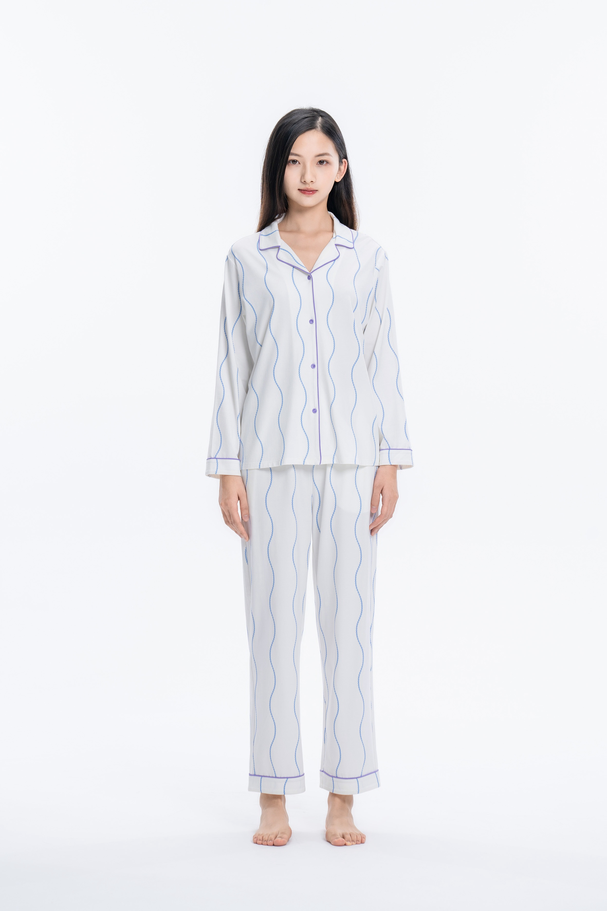 【三合竹衣】咏竹女士长袖经典印花起居服套装