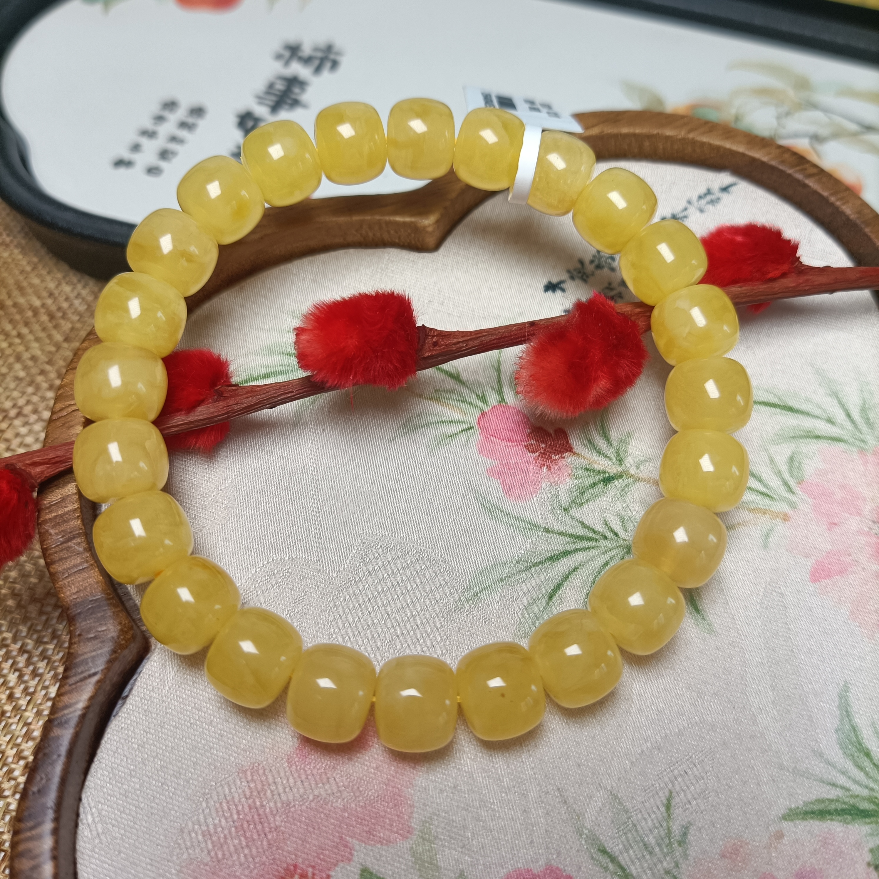 9.5俄料蜜糖红蜜蜡老型手串~天然原矿~艳系列~4853