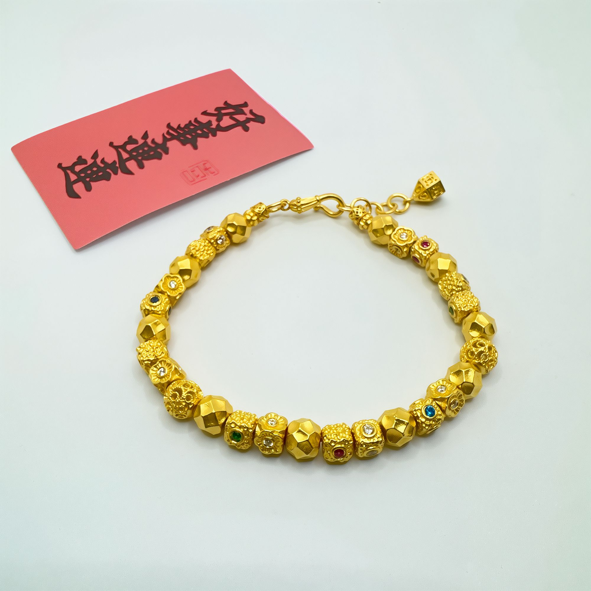 足金999黄金投资金 卡5宝石方糖 15手围 23.7 克