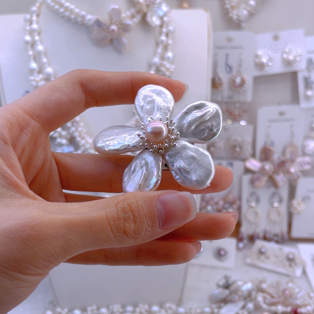 未镶嵌耳饰淡水珍珠胸针