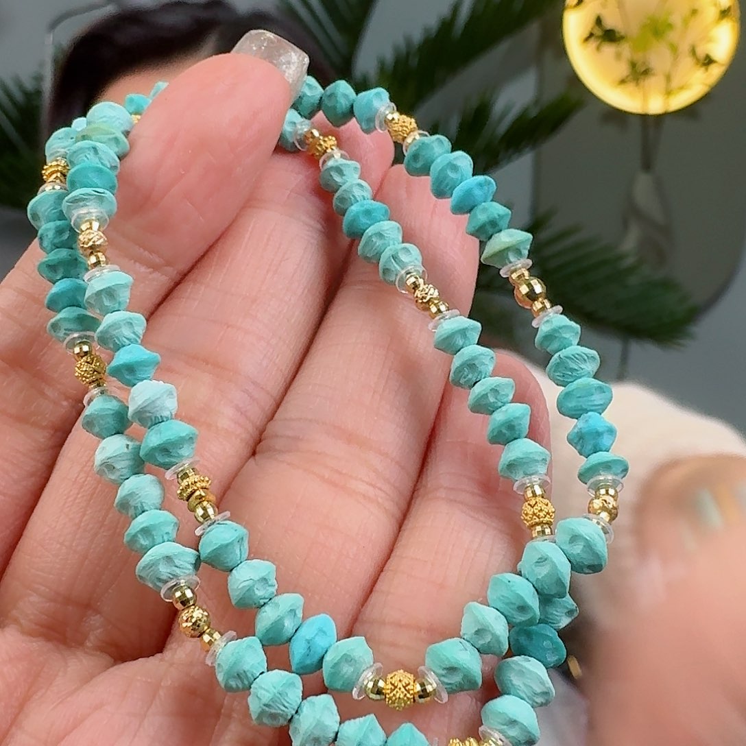 绿松石珠宝奇石18K金镶嵌