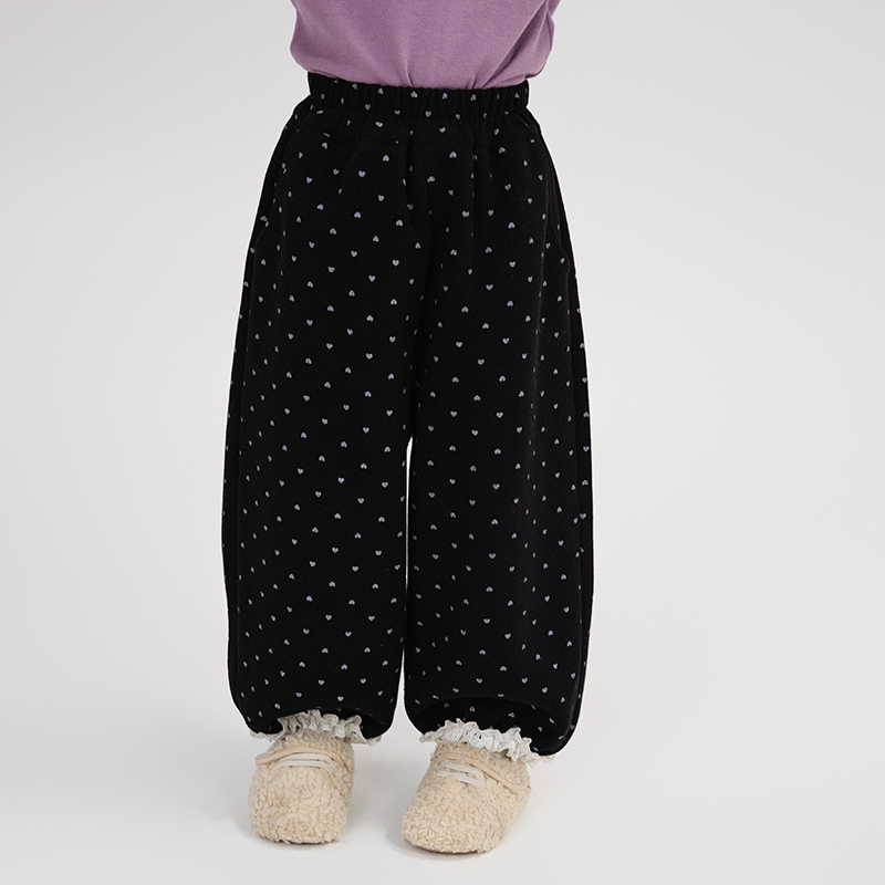 丸子十【现货】儿童韩系百搭花边加绒收脚裤（冬款）WZJ-26501