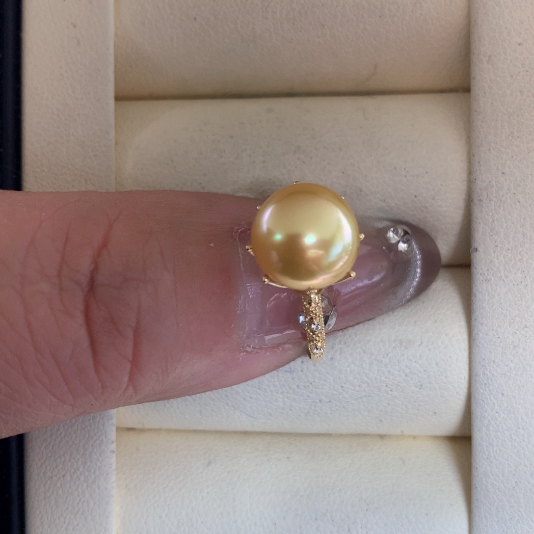 海水珍珠戒指18K金镶嵌