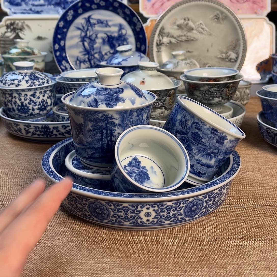 高温釉下彩茶具哈哈哈哎