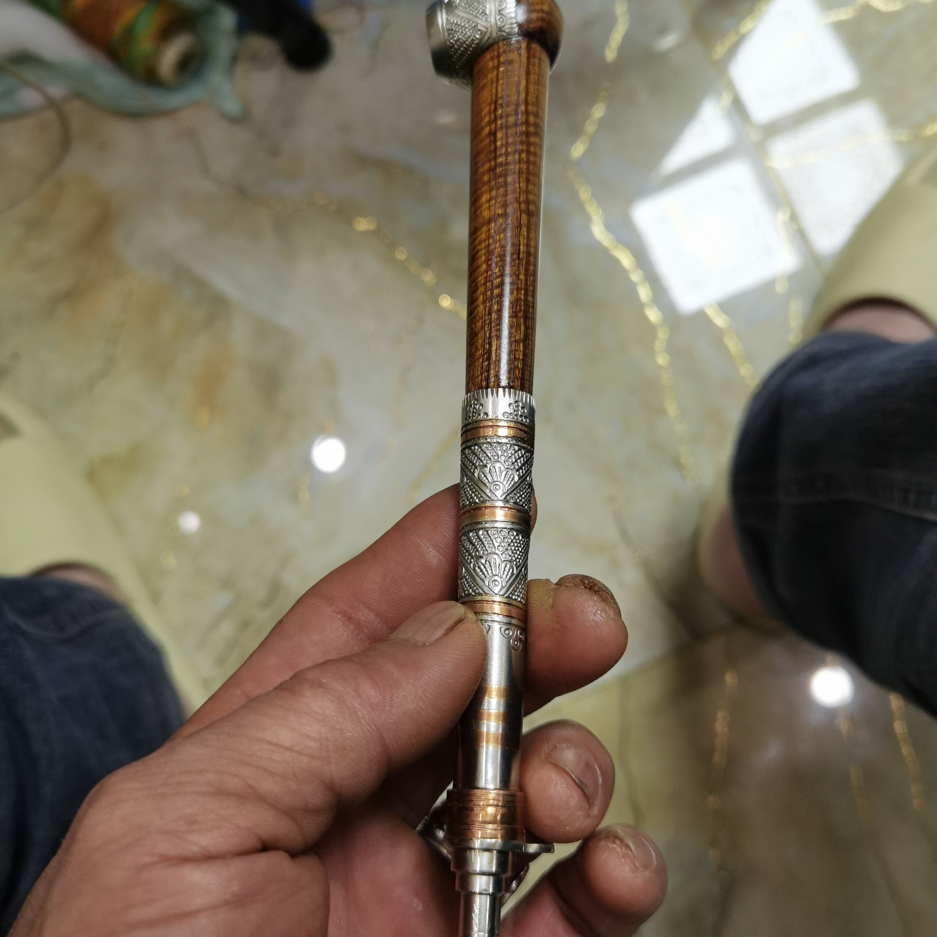 乌木烟杆宣威特色手把件