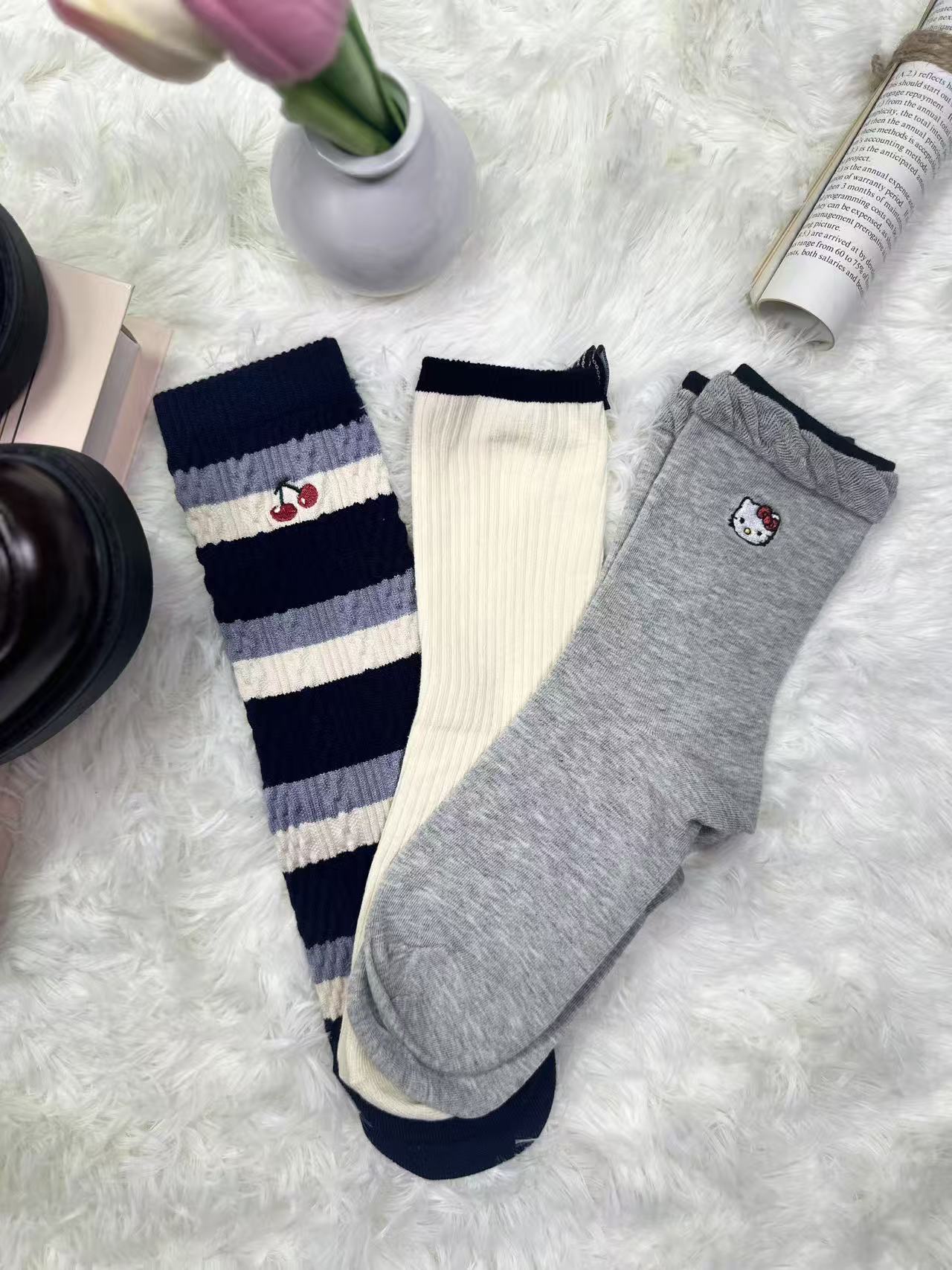 209韩式精品女袜中筒袜抗起球春夏秋冬袜