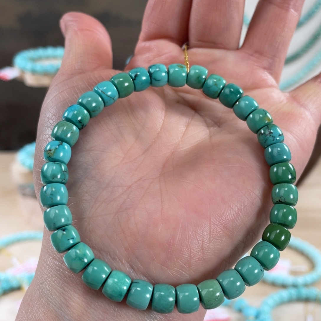 绿松石未镶嵌套链7.1精品瓷釉玉化级直切手串