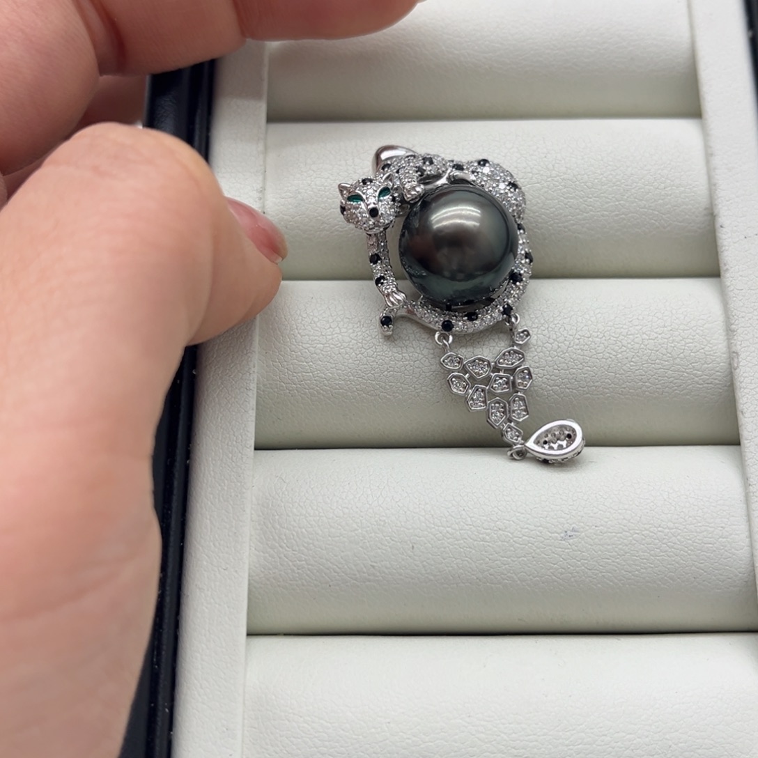 吊坠(不含链)银S925镶嵌海水珍珠