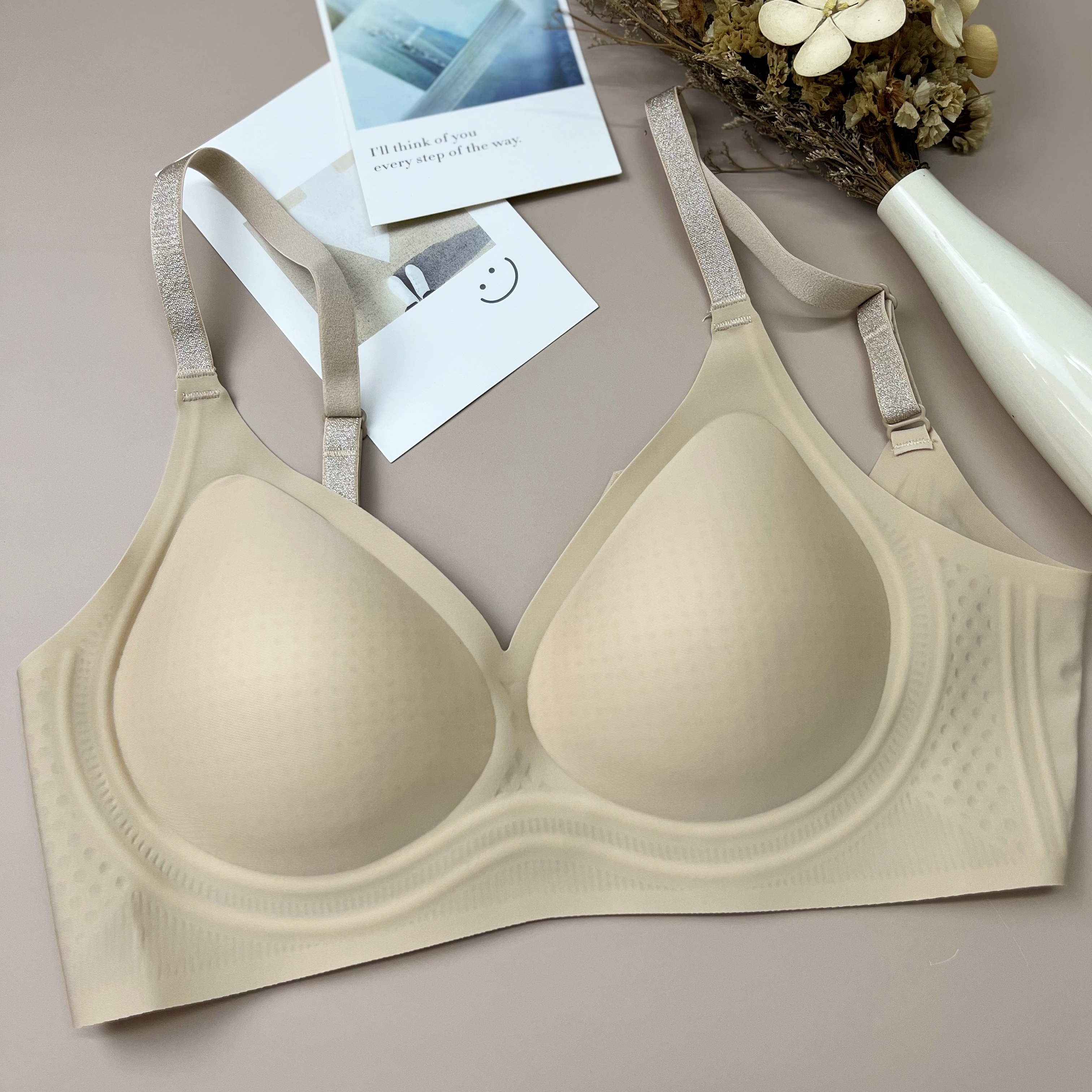 2039#夏季粉底液内衣女肩带微闪简约舒适固定罩杯