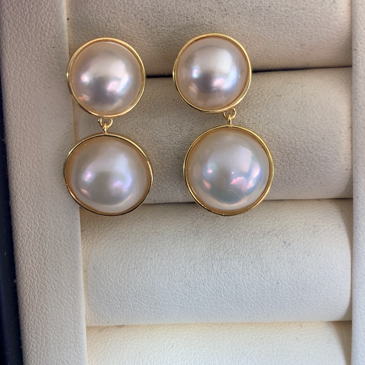 银S925镶嵌耳饰海水珍珠