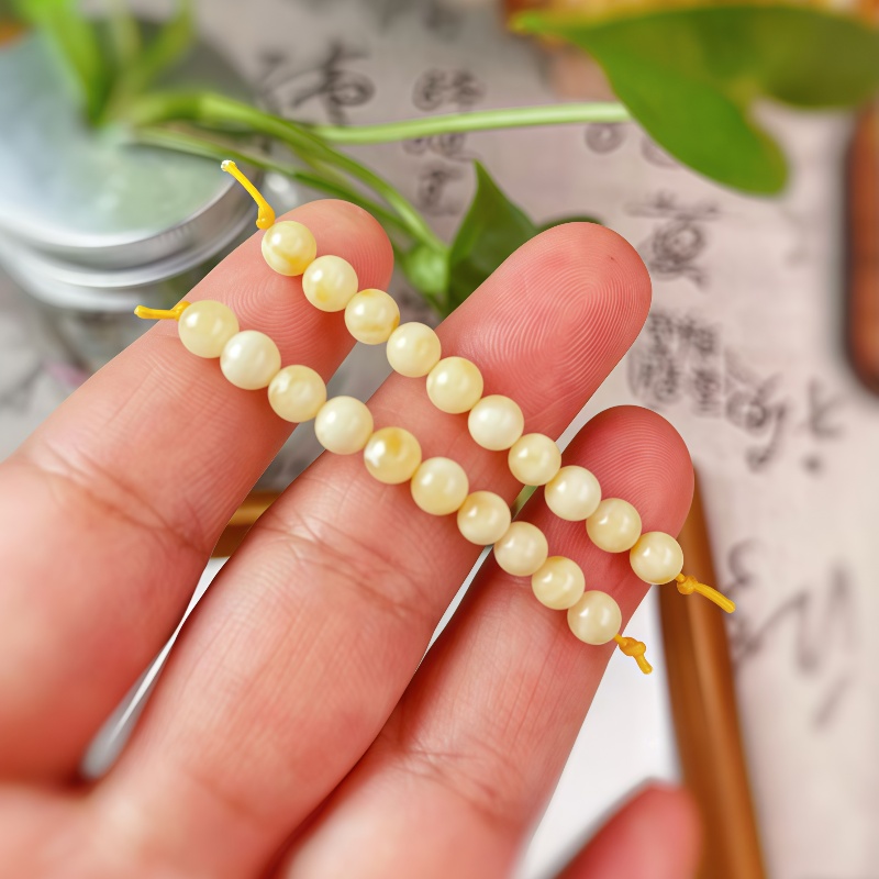琥珀蜜蜡俄料白蜜蜡圆珠10颗4.5~4.9mm配珠隔珠配饰可DIY手工配饰