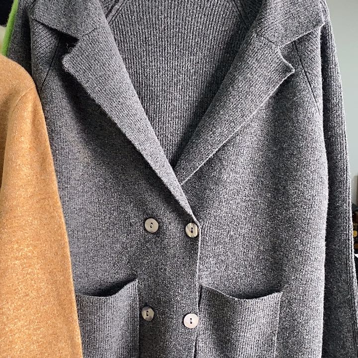 纯美丽诺羊毛元宝针西装外套