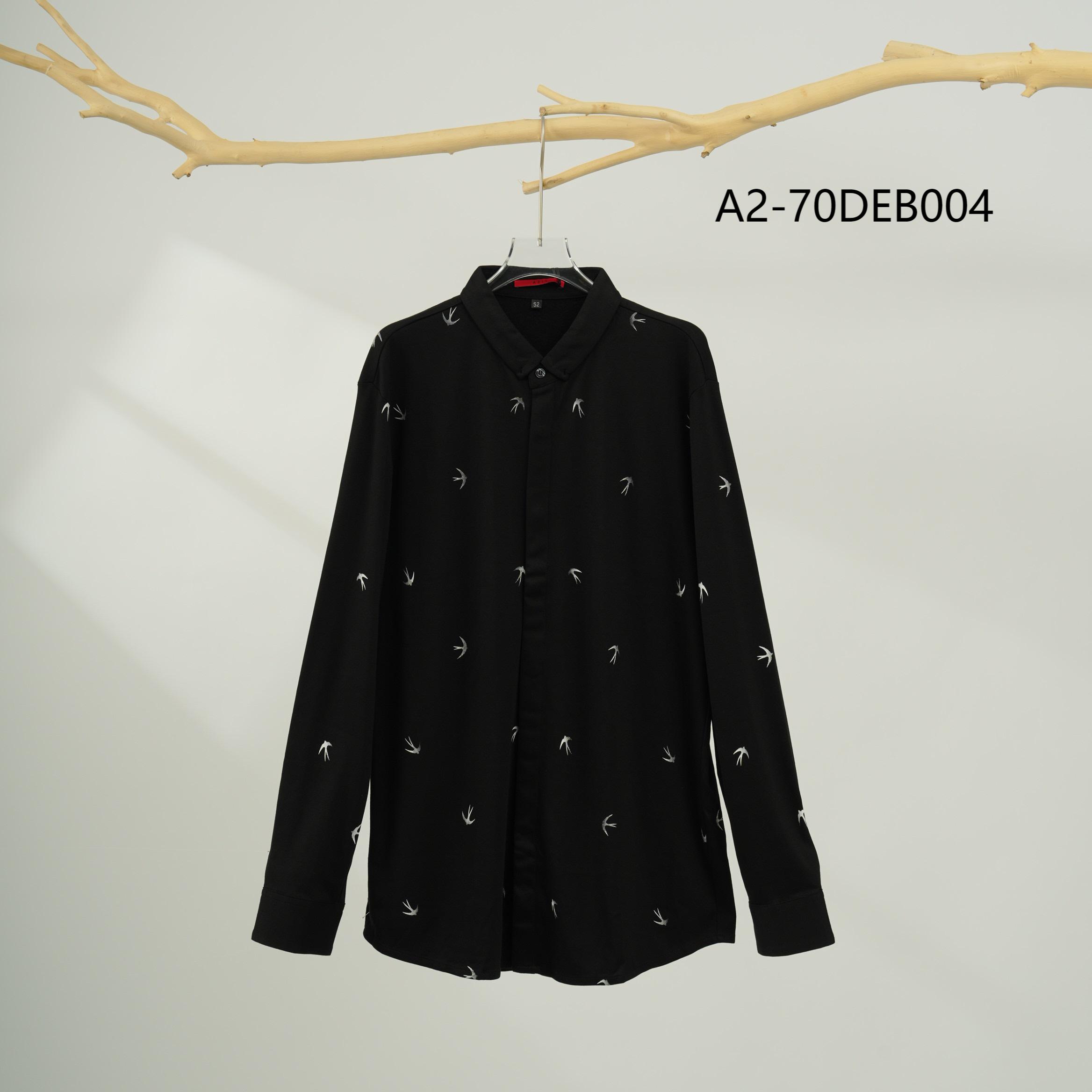 【AZ】274-A2-70DEB004-秋冬季翻领磨毛小鸟印花舒适男装衬衫上衣 