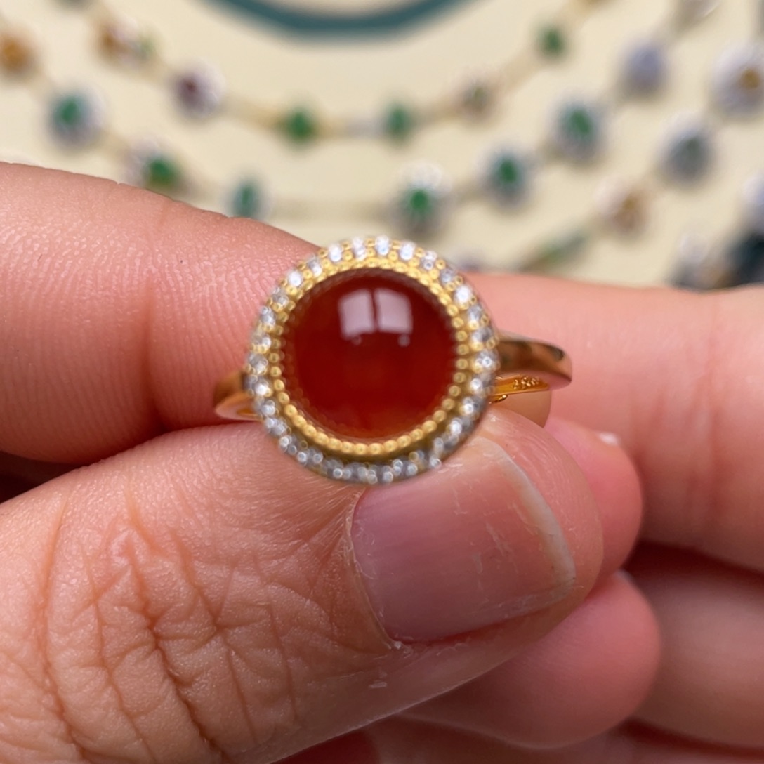 翡翠戒指银S925镶嵌柳**儿纯天然缅甸翡翠