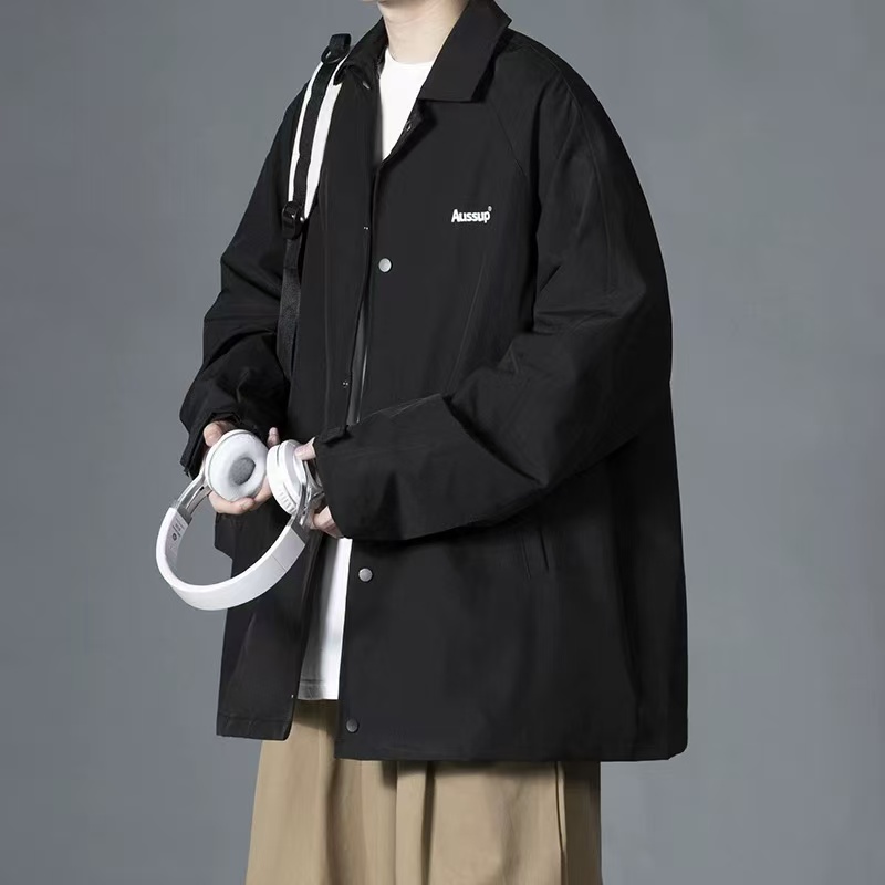 外套男士春秋季宽松潮牌百搭休闲夹克工装长袖衬衫潮流男生上衣服