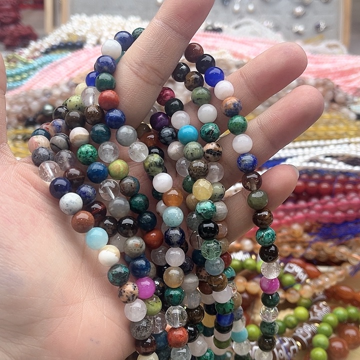 玛瑙/玉髓珠宝半成品未镶嵌一条8mm左右多宝珠