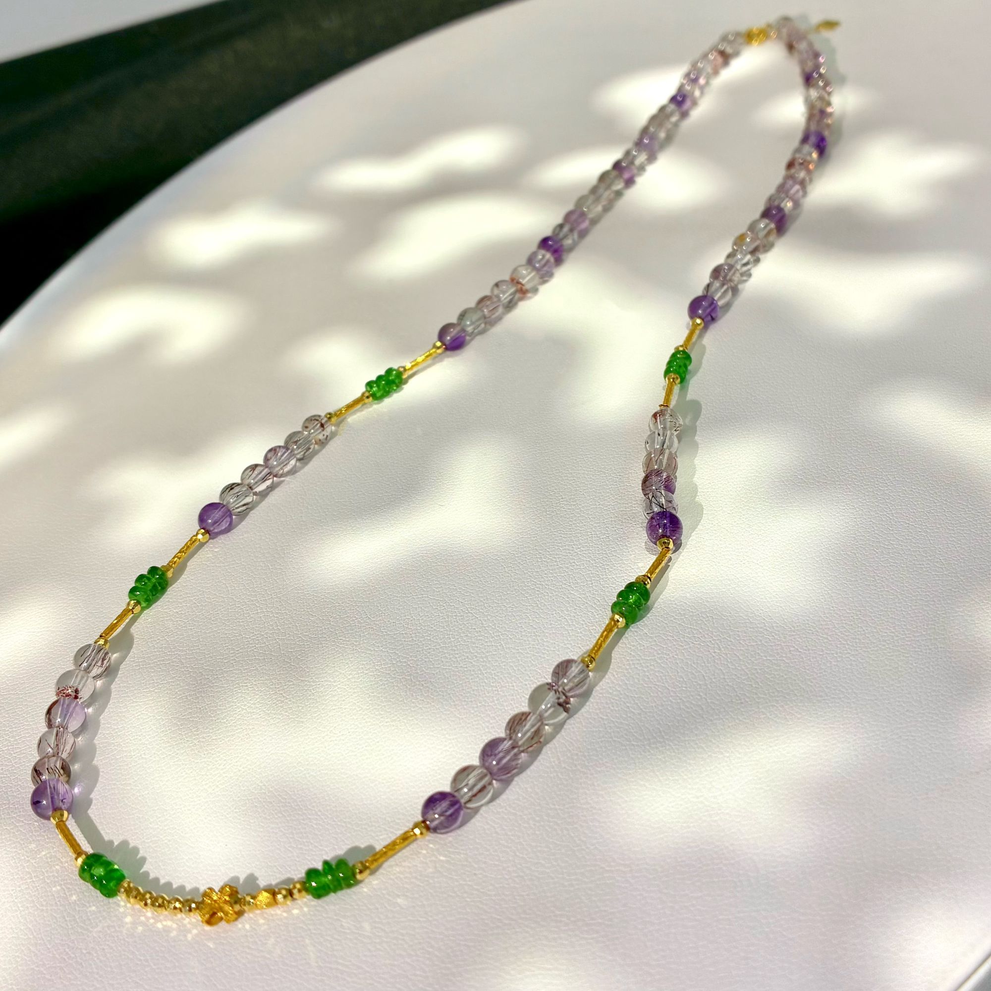 水晶 超七沙弗莱18k金项链 2644 多样性发一件 47cm