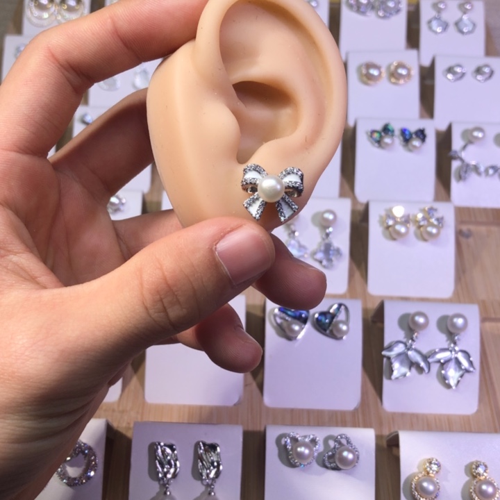 淡水珍珠耳饰银S925镶嵌