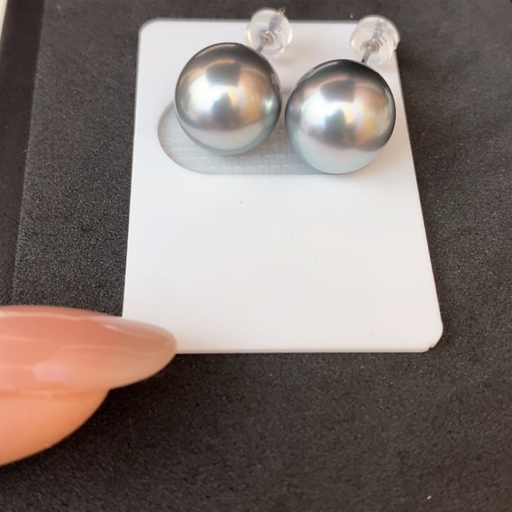 海水珍珠耳饰18K金镶嵌海水珍珠大溪地12.9m m