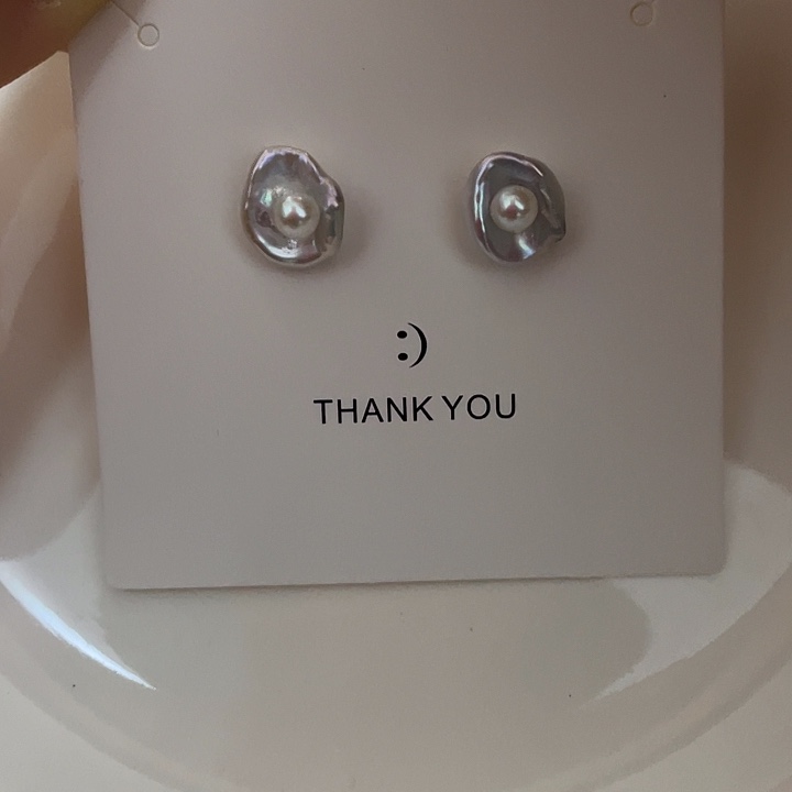 淡水珍珠银S925镶嵌耳饰