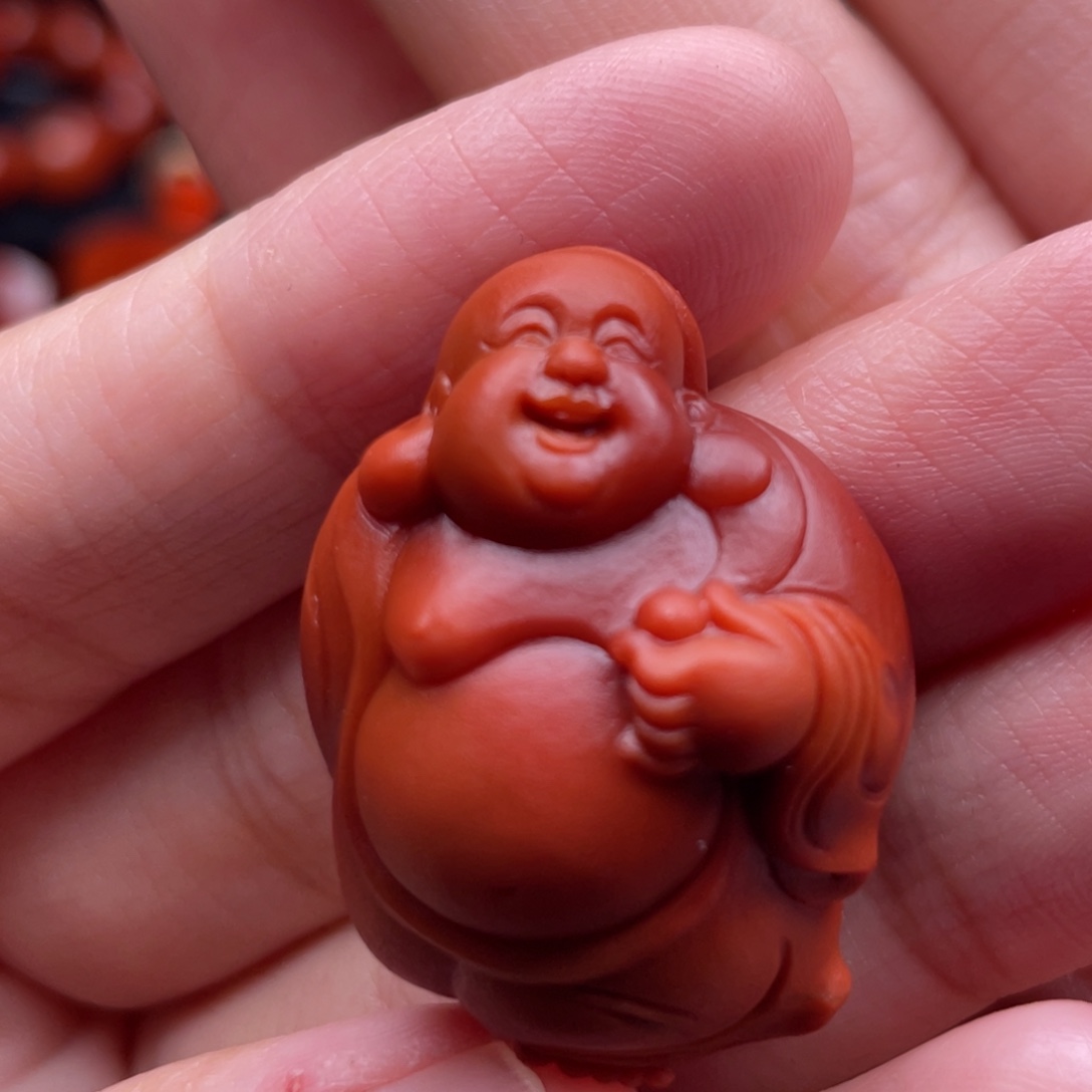 南红玛瑙未镶嵌珠宝奇石笑佛吊坠