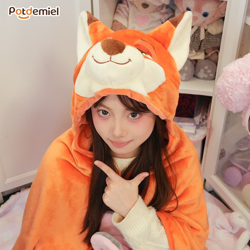 【入秋好物】potdemiel蜂蜜罐正版迪士尼朱迪尼克草莓熊连帽披肩毯