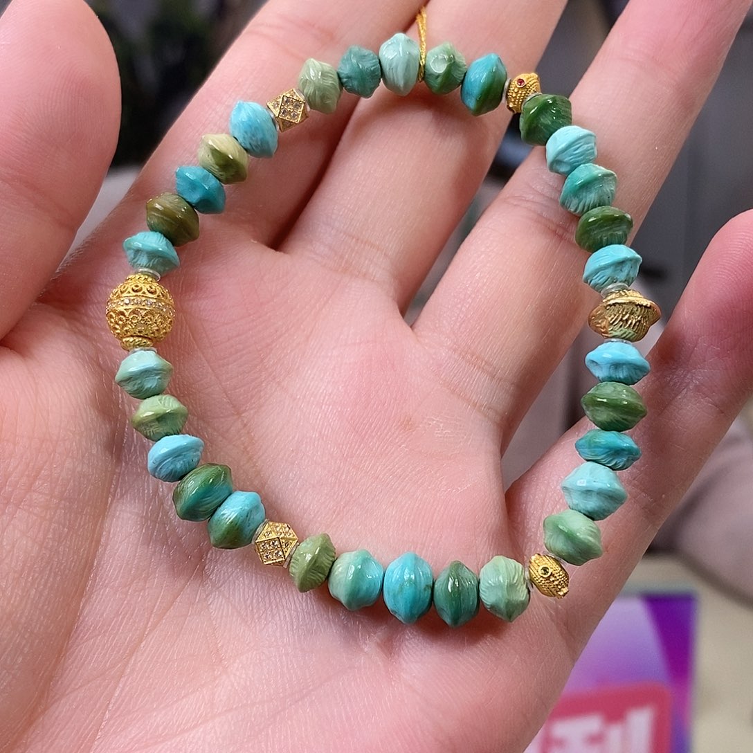 绿松石银S925镀金镶嵌珠宝奇石