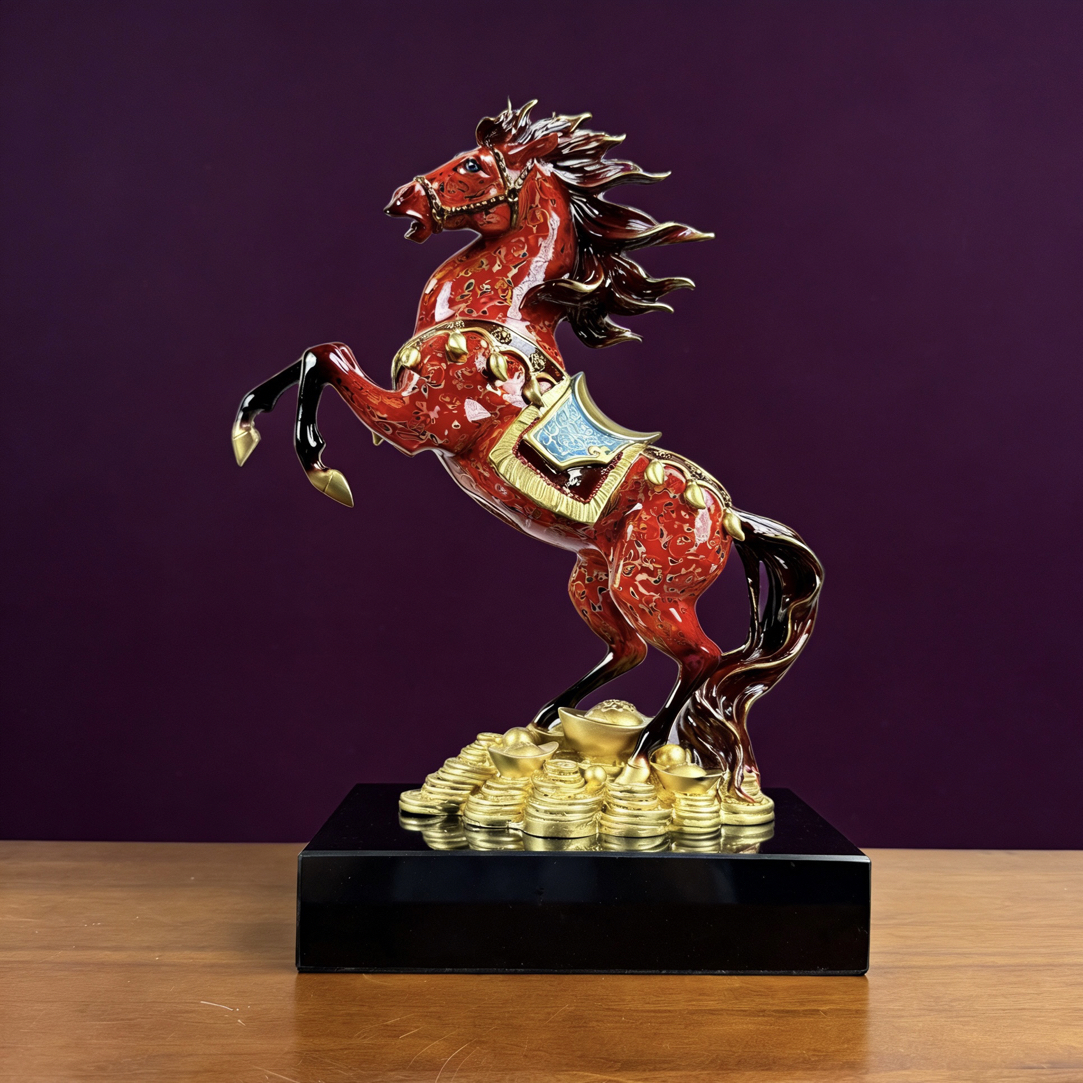 新款马到成功全铜大漆马摆件客厅玄关办公室乔迁开业礼